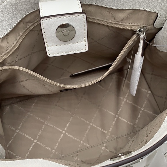 Michael Kors Hamilton Medium Leather Satchel Optic White NWT - Picture 14 of 16